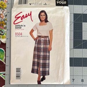 McCall's Easy maxi skirt pattern 8504, sizes 8-14, button front skirt, c1996